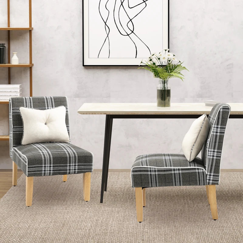 Modern Dining Chairs Set of 2 - Stylish Accent Chairs with Patterned Upholstery & Rubber Wood Legs for Kitchen & Living Room, Grey