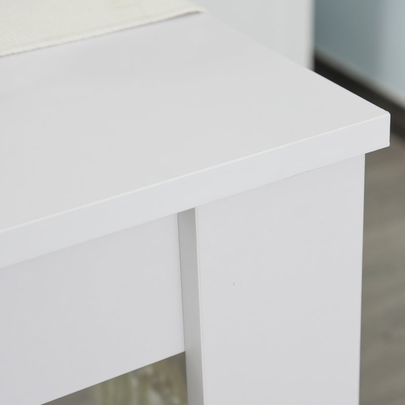 Compact White Kitchen Dining Table Set with 2 Benches - Space-Saving Table and Chairs for Small Areas