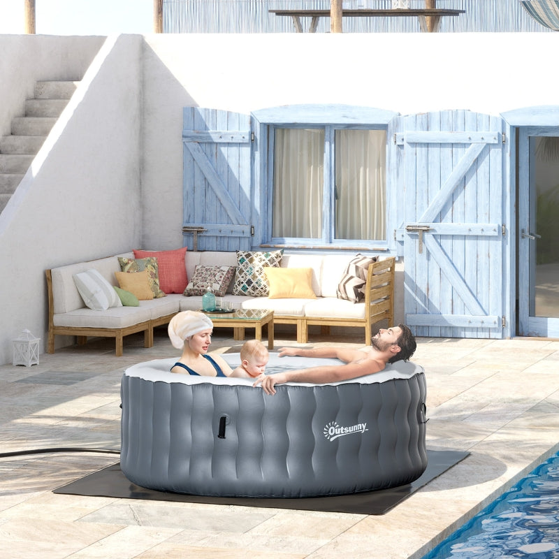 Round Inflatable Spa Hot Tub with Pump - Light Grey