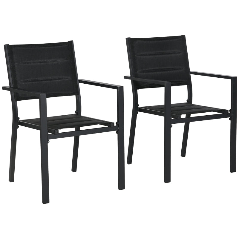 Black Aluminium Stackable Garden Chairs Set of 2