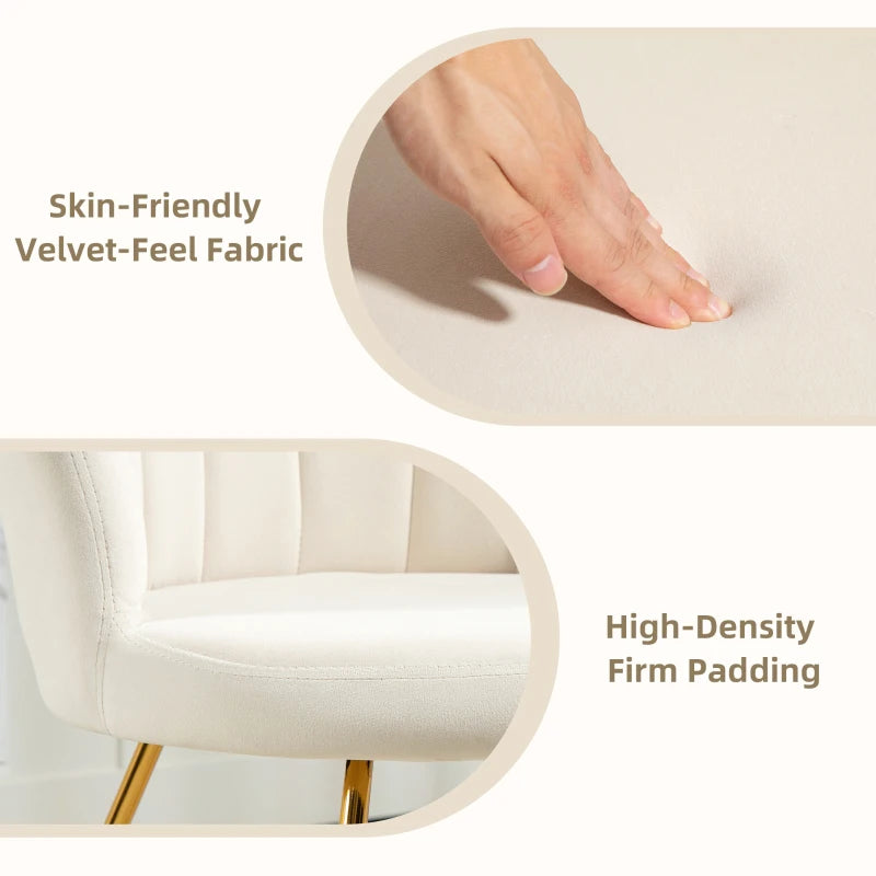 Velvet-Feel Cream Lotus Petal Accent Chair for Stylish Home Decor
