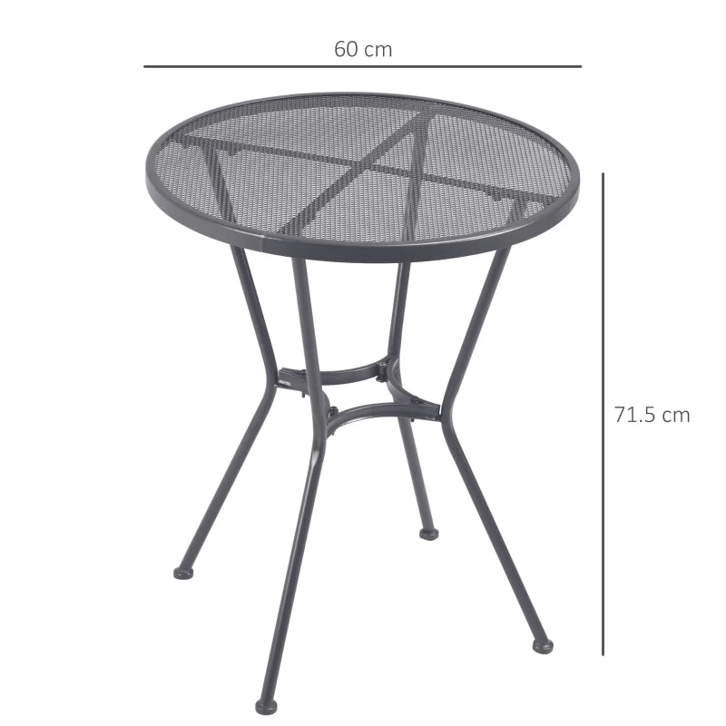 Dark Grey Metal Round Garden Bistro Table - 60cm