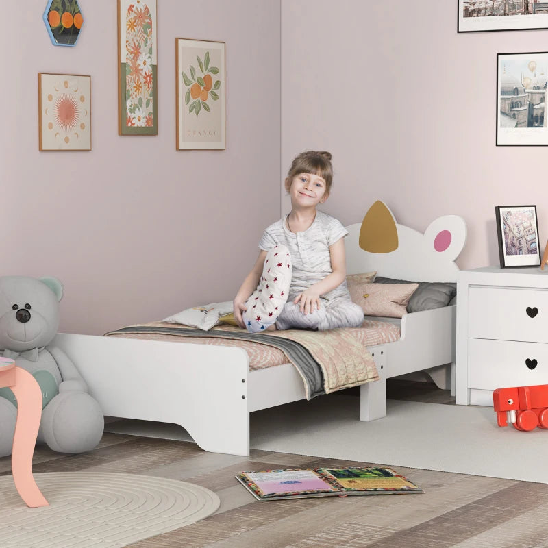 ZONEKIZ Unicorn Toddler Bed - Kids Bedroom Furniture for Ages 3-6, 143x74x67cm, Stylish White Design