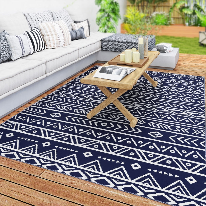 Reversible Waterproof Outdoor Rug 182x274cm - Plastic Straw Mat for Garden, Beach, Camping