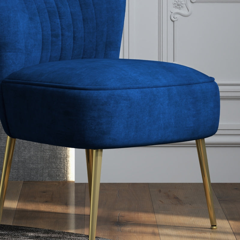 Velvet-Feel Dark Blue Tub Accent Chair for Stylish Living Room Decor