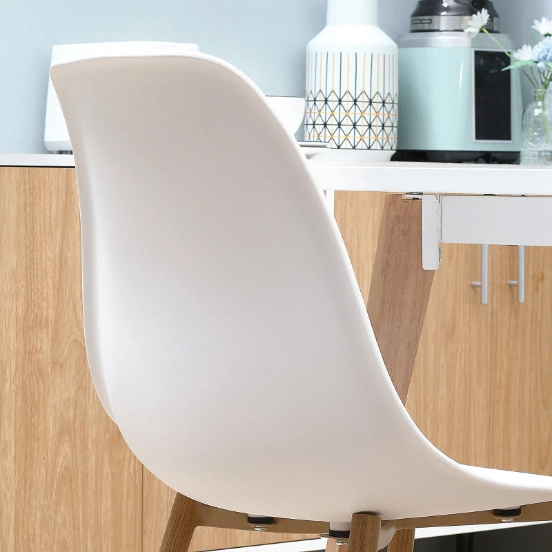 Modern Dining Chairs Set of 4 - Stylish Kitchen Chairs with Backrest & Steel Legs for Dining Room & Living Room - White