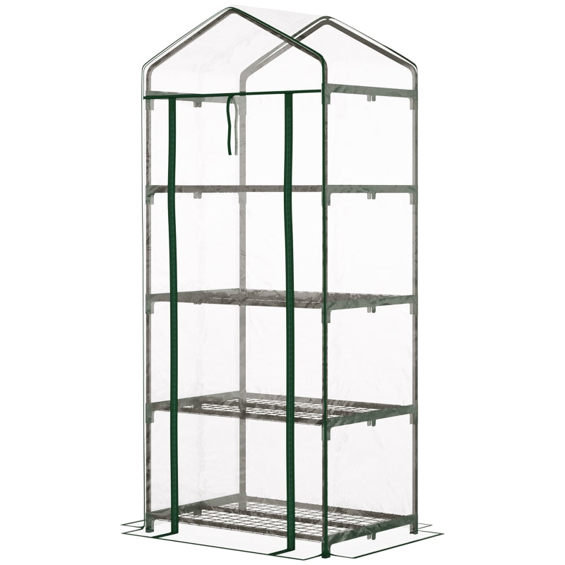 Compact Green 4-Tier Portable Plant Grow Shed 160x70x50cm