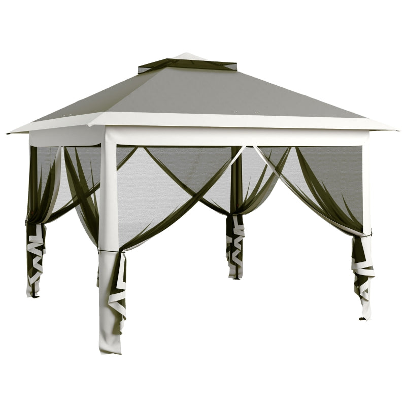 Dark Grey Pop Up Canopy Tent with Double Roof and Mesh Sidewalls