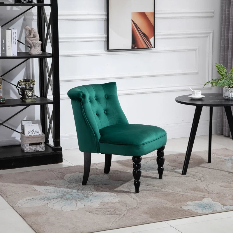 Velvet-Feel Wingback Accent Chair with Wooden Legs in Green - Stylish Home Furniture