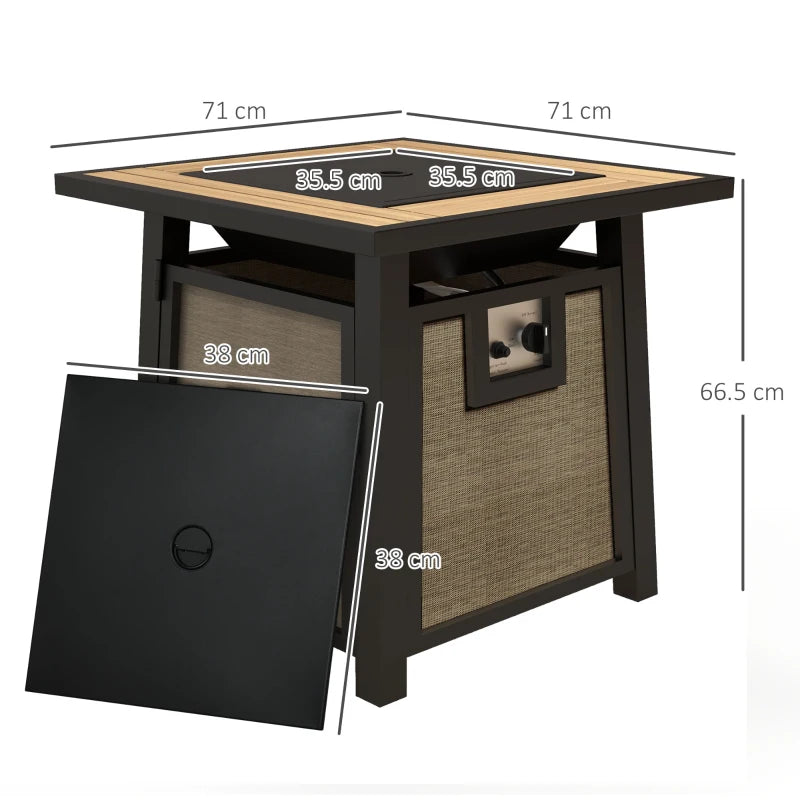 50,000 BTU Brown Gas Fire Pit Table with Cover & Glass Beads - Outdoor Heating for Patios & Backyards