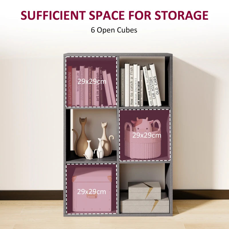 Stylish 6-Cube Bookshelf in Grey - Modern Storage Solution for Home or Office, Perfect for Organizing Books and Decor