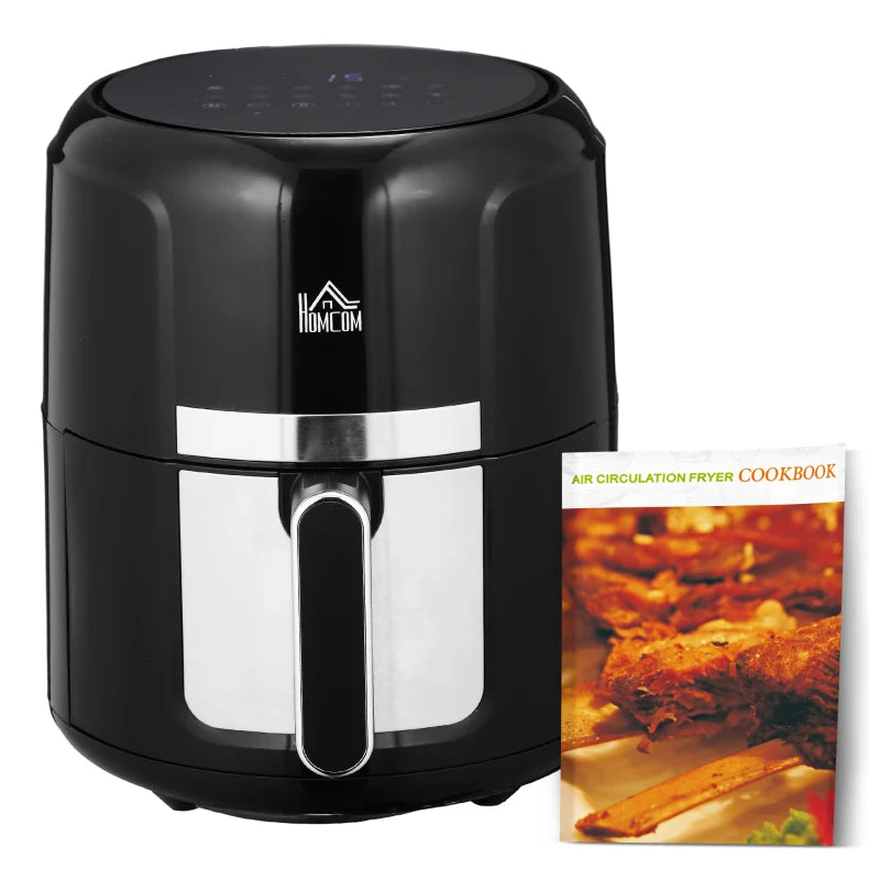 4L Digital Air Fryer Oven - 1300W, Touch Display, 12 Cooking Programs, Nonstick Basket, Oil-Free Cooking, Black