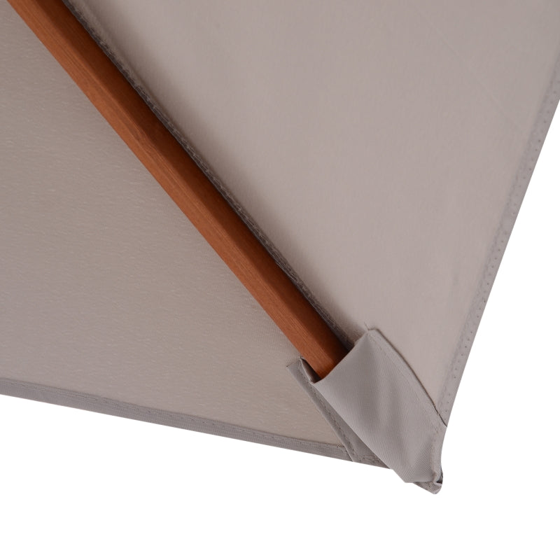 Grey 2m x 1.5m Tilting Garden Parasol Umbrella with Wood and Bamboo Frame