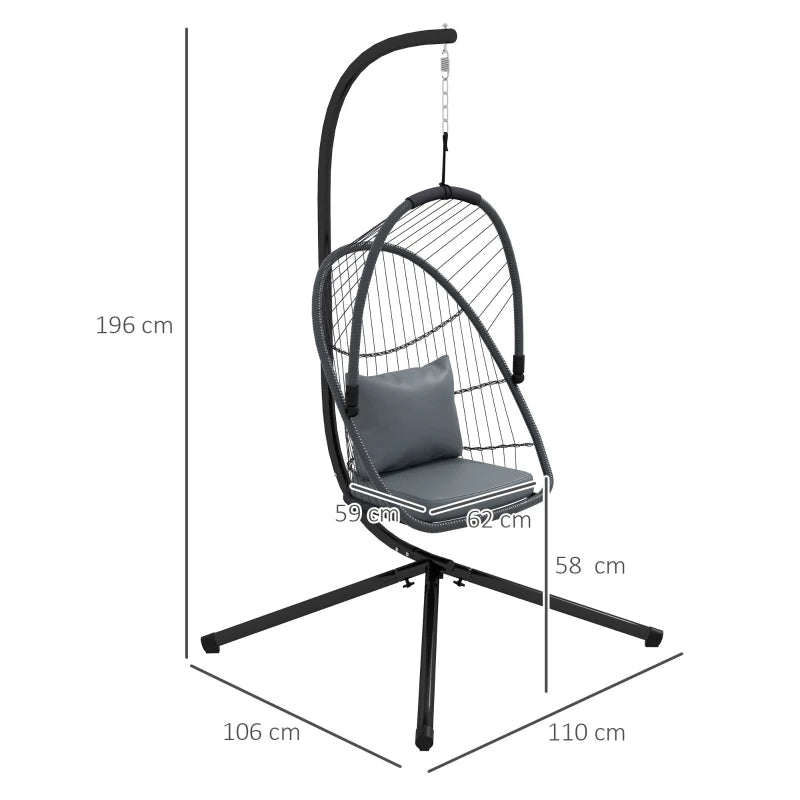 Grey Single Egg Chair with Steel Frame Stand