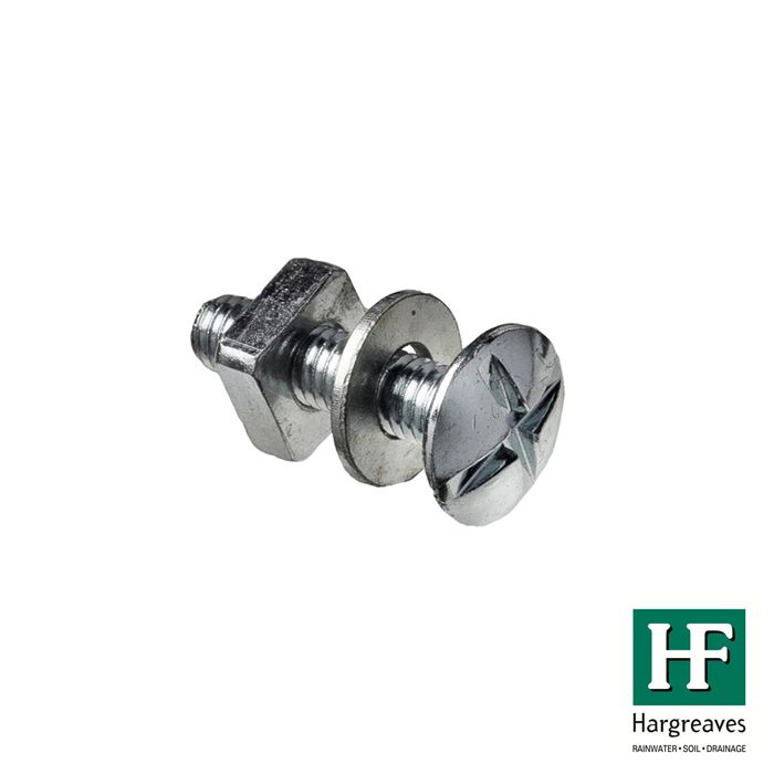 Hargreaves Cast Iron M6x25mm ZP Gutter Bolt Nut & Washer Kit