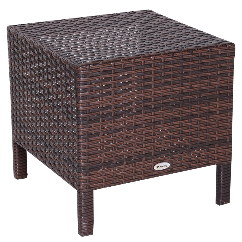 Brown Rattan 3-Piece Nesting Tables Set