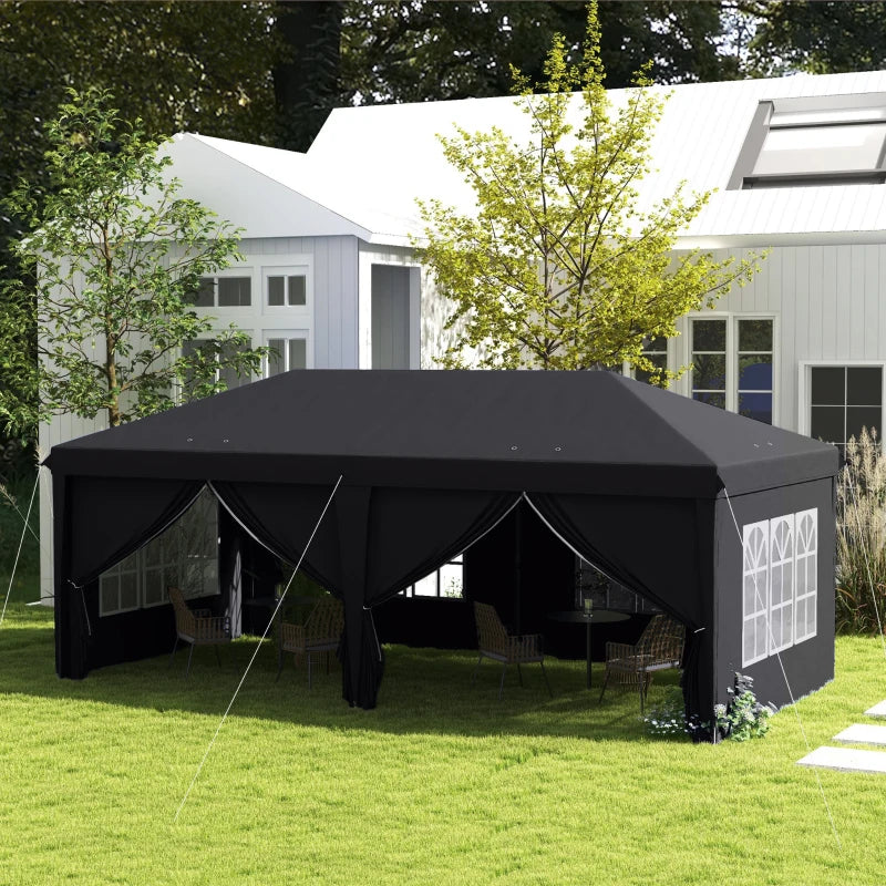 Grey 3x6m Pop-Up Gazebo with Curtain Walls and Windows