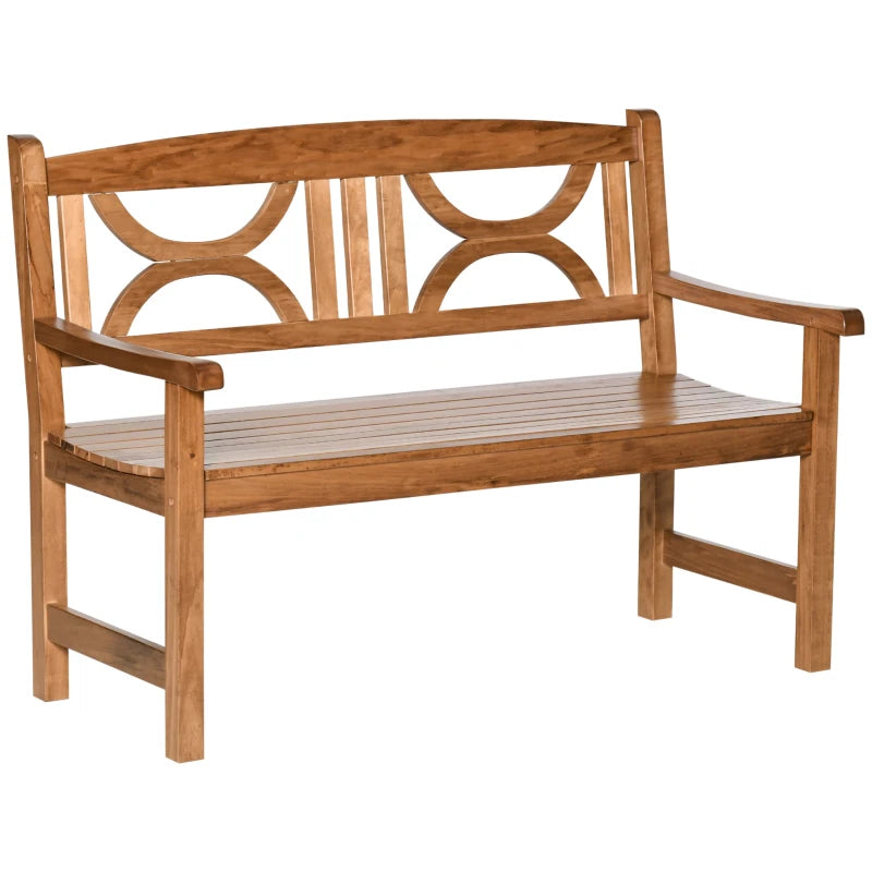 Natural Wood 2-Seater Outdoor Patio Bench