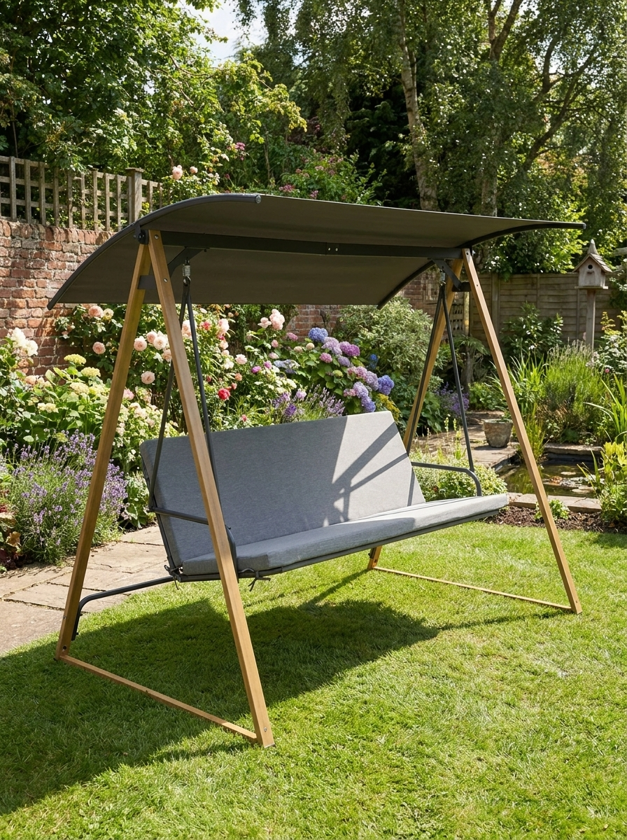 Light Grey Garden Swing Bench