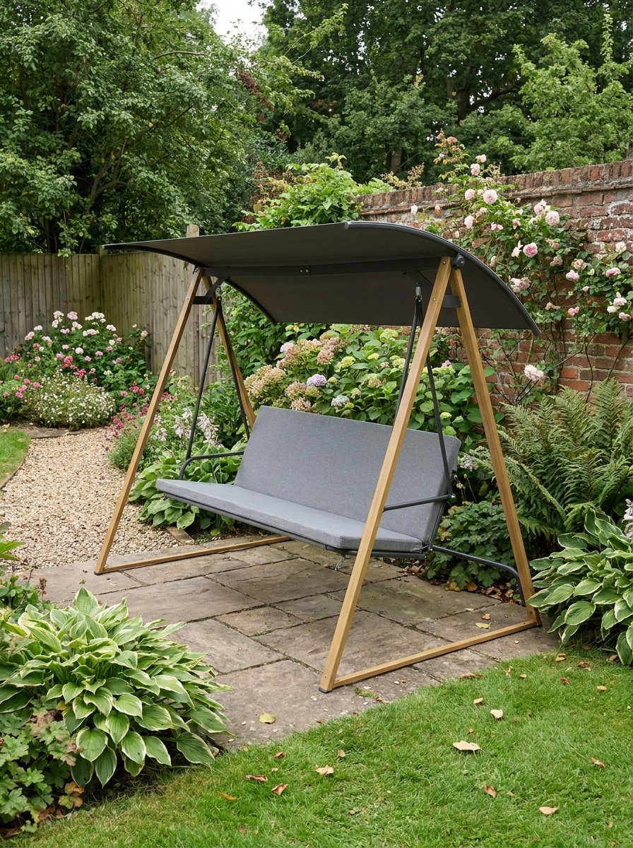 Light Grey Garden Swing Bench