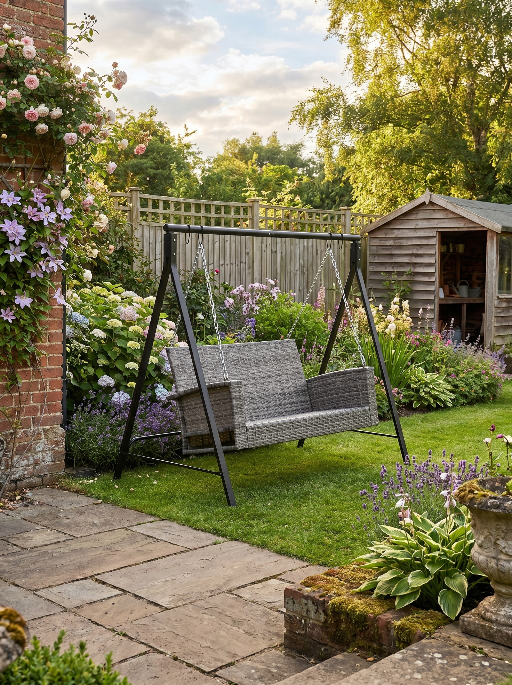 Black Steel Frame Swing Seat Stand