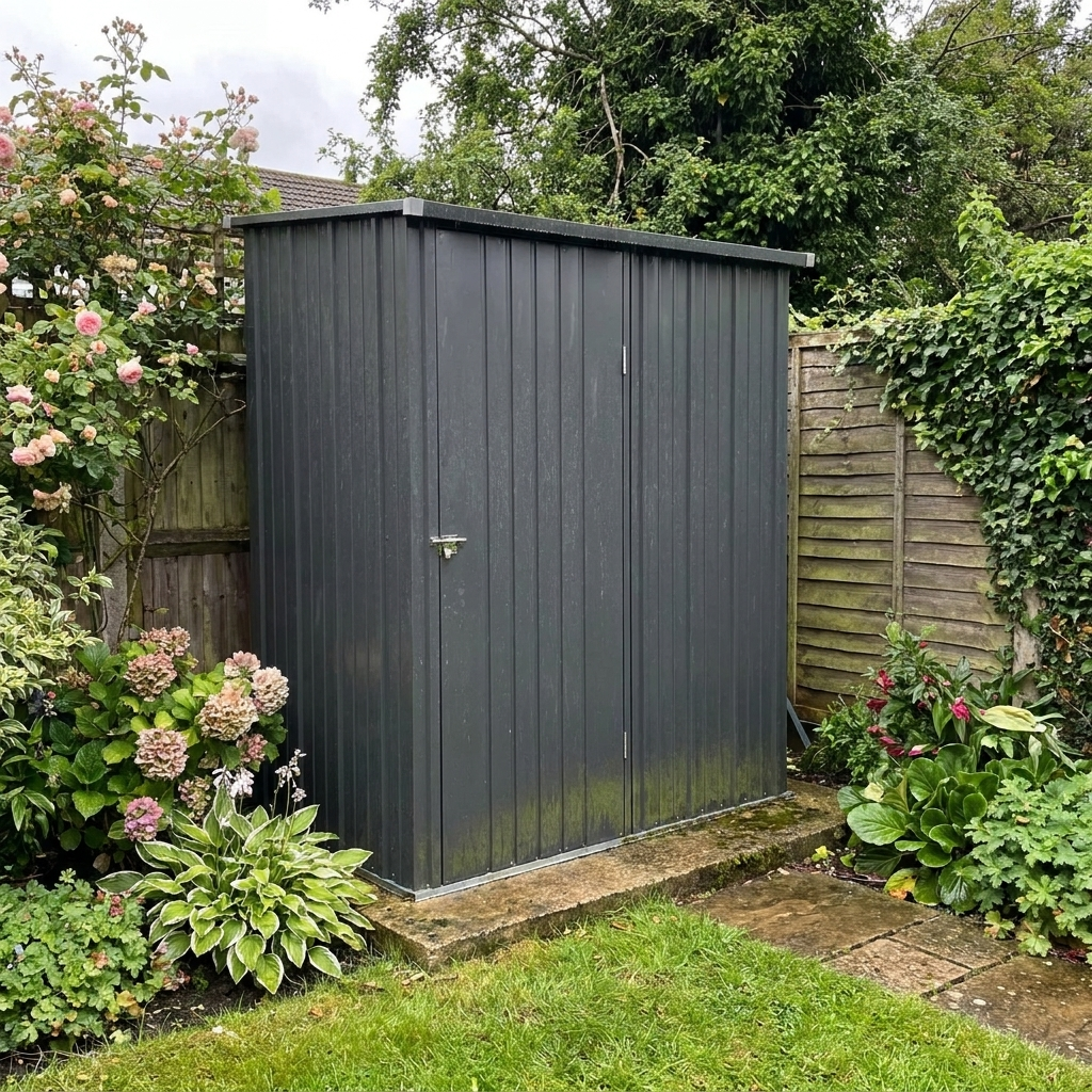5.3ft x 3.1ft Black Metal Shed