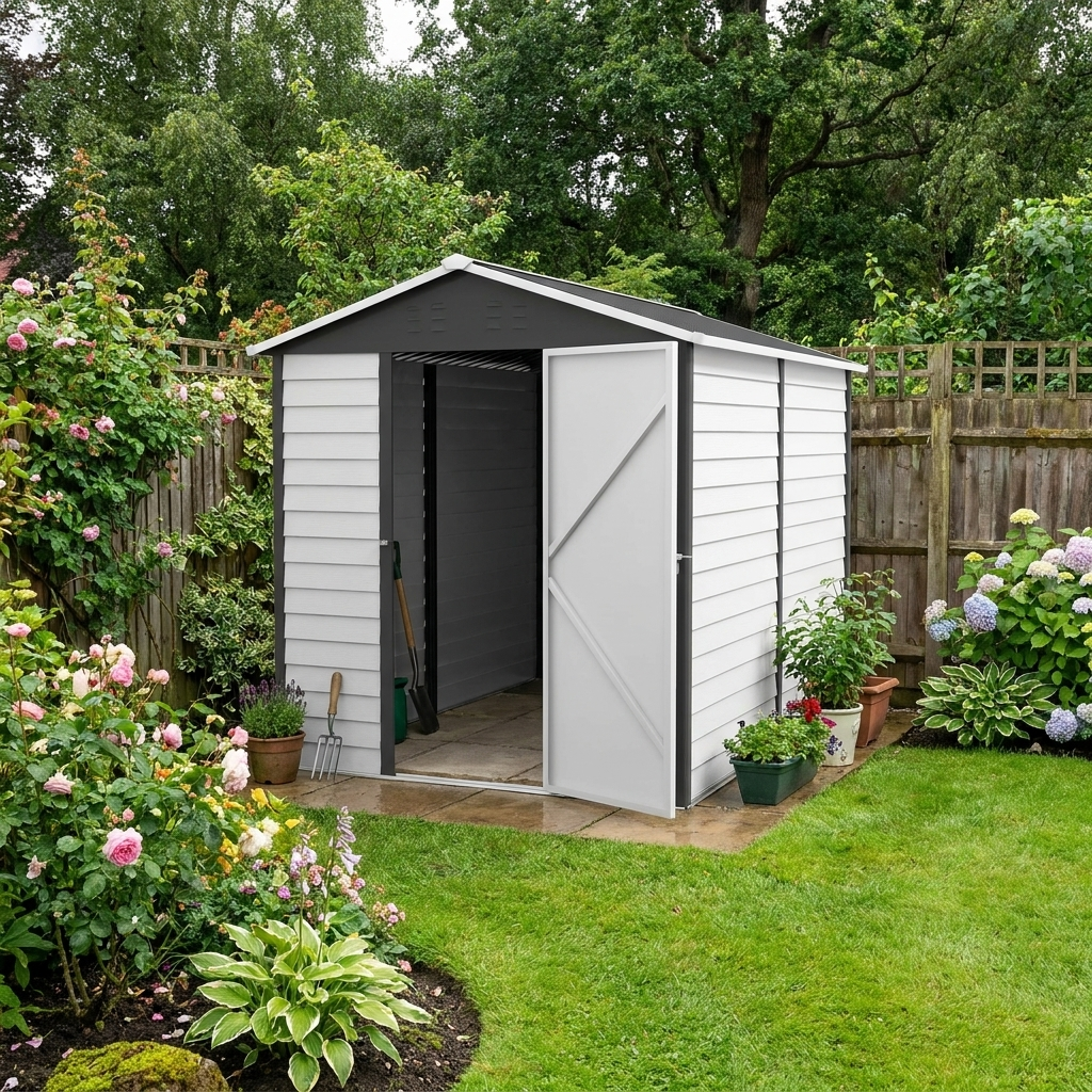 White 9ft x 6ft Metal Shed