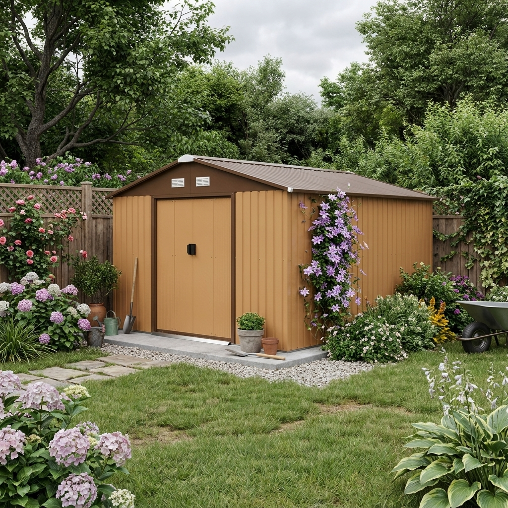 Natural Garden Shed With Sliding Doors
