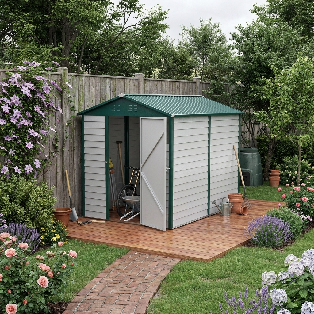 9ft x 6ft White SlopeRoof Garden Storage Haven