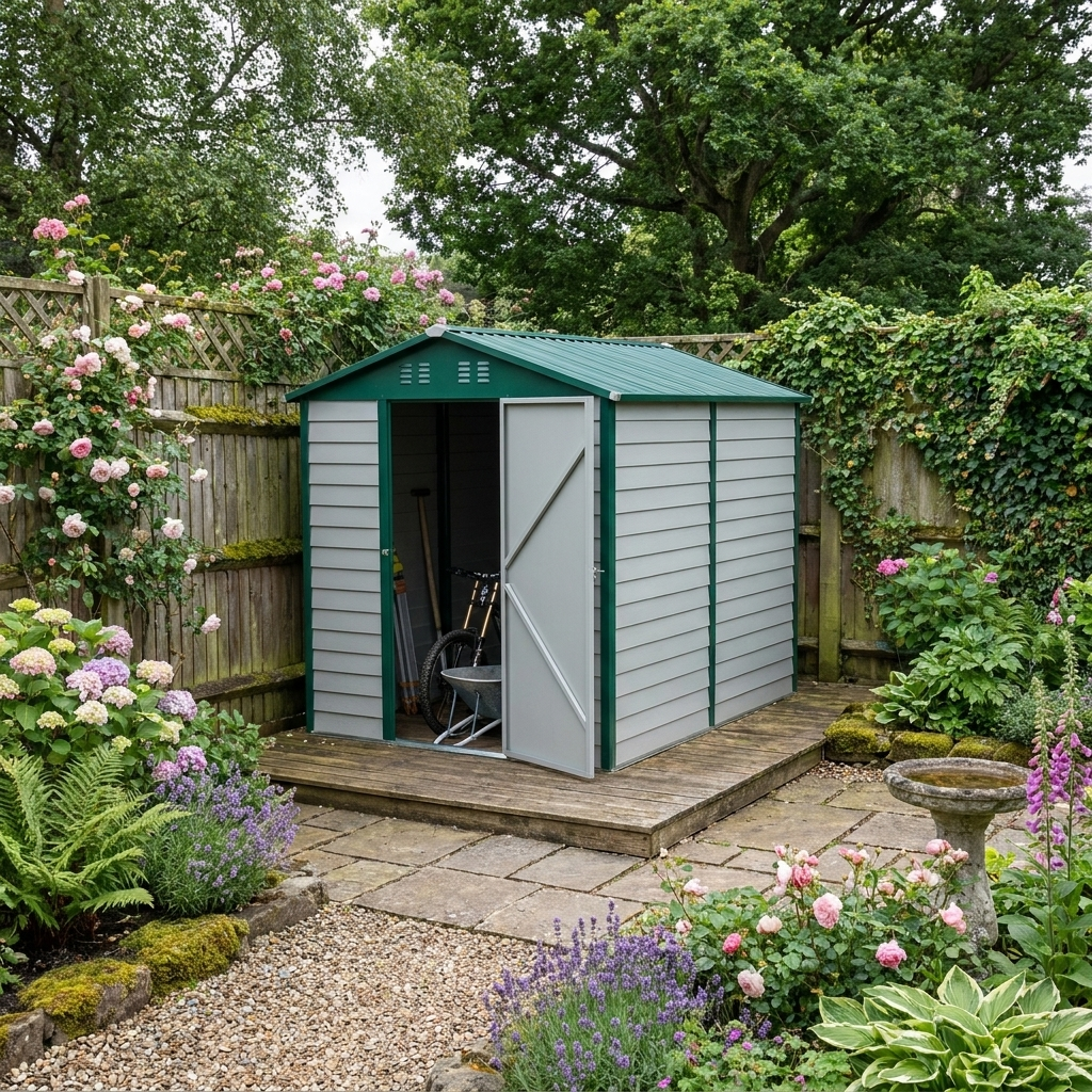 9ft x 6ft White SlopeRoof Garden Storage Haven