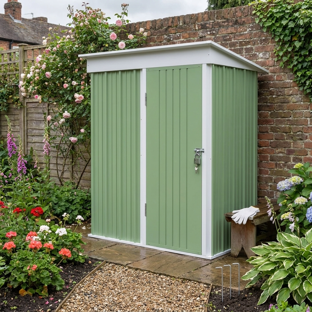 3ft x 5ft Light Green Lean-To Metal Shed