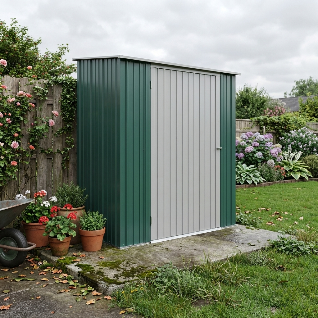 5.3ft x 3.1ft Green Metal Storage Shed