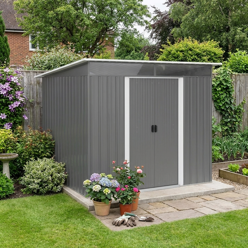 Grey Storage Hut - 8.5ft x 6ft