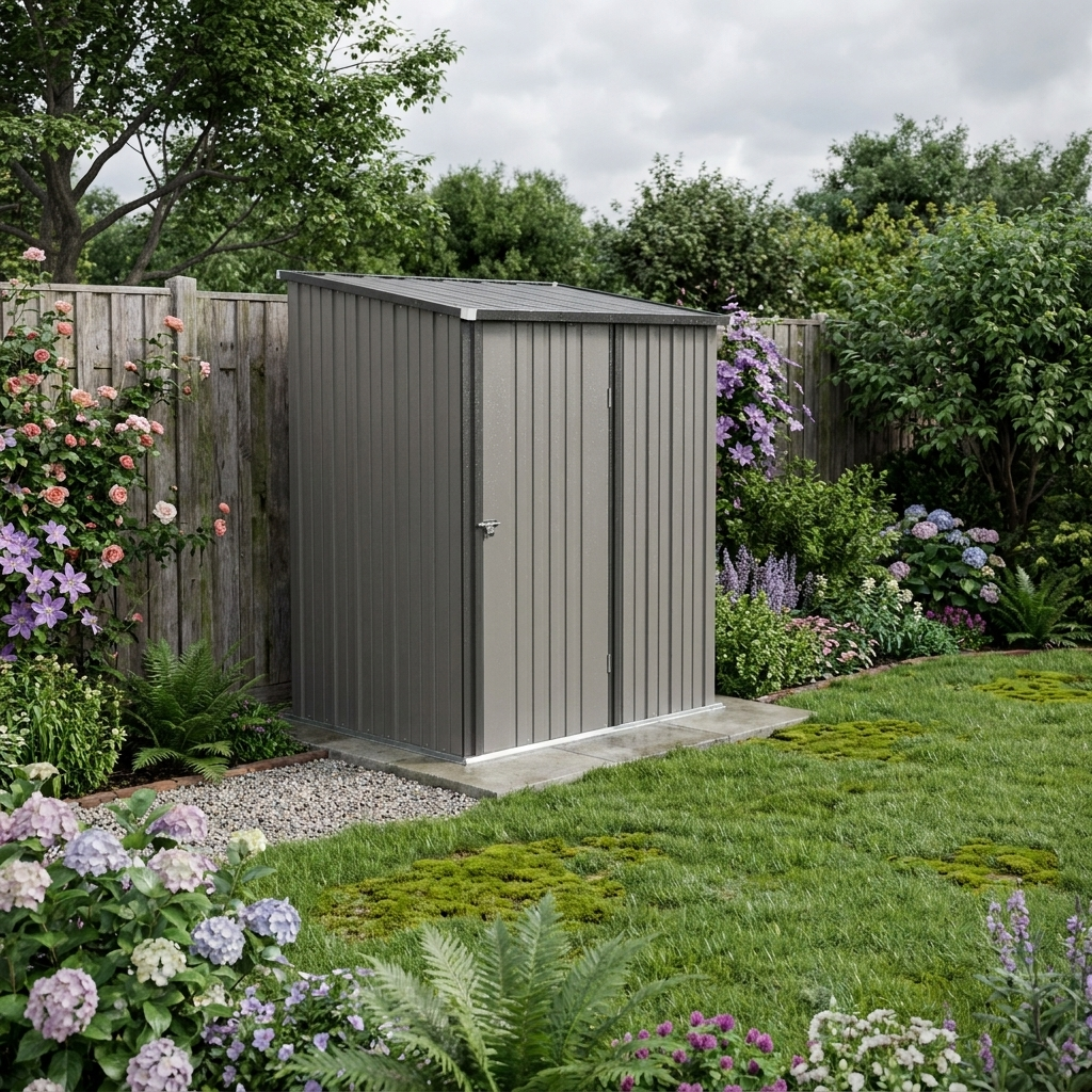 Light Grey 5.3 x 3.1ft Steel Garden Shed