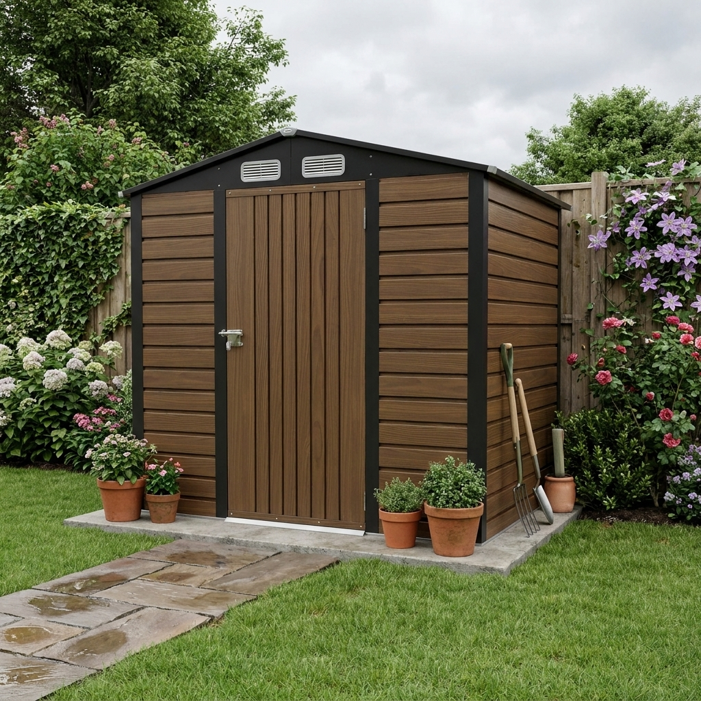 Oak 4ft x 6ft Galvanised Steel Garden Shed with Lock