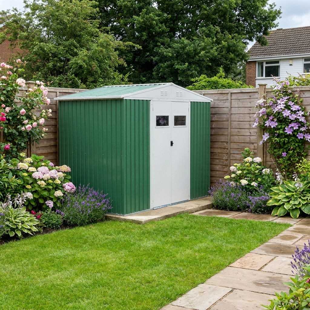 8ft x 4ft Forest Green Metal Shed