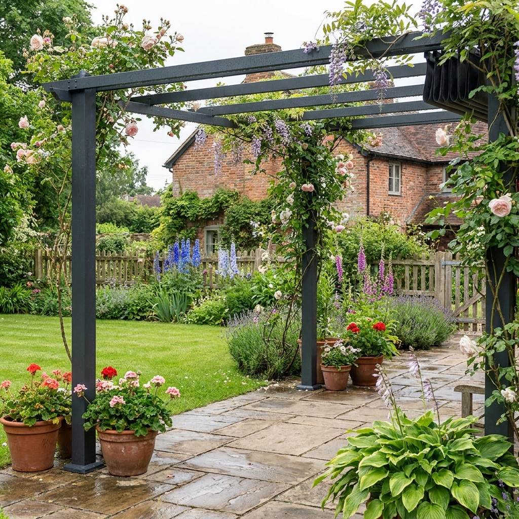 3m x 4m Dark Grey Aluminium Retractable Pergola