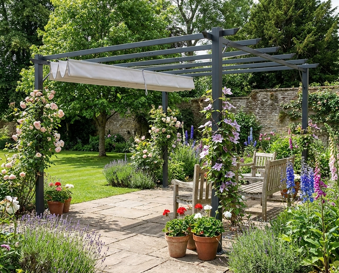 Light Grey 3m x 3m Aluminium Pergola