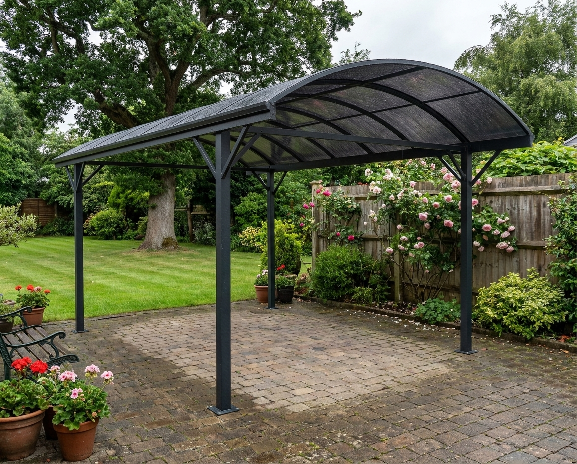 5m x 3m Hardtop Gazebo Aluminium Pavilion Carport With Brown Polycarbonate Roof