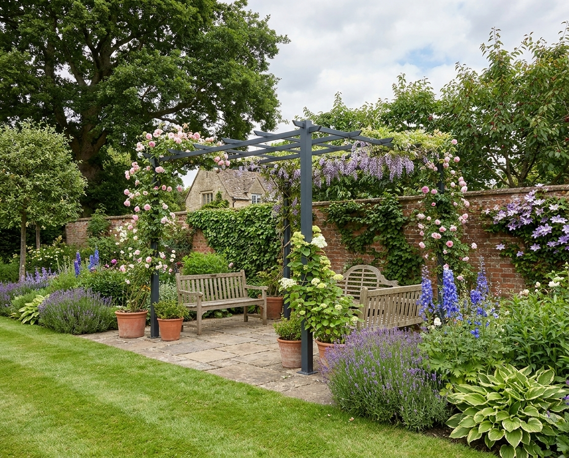 Metal Gazebo With Trellis Sides 3m x 3m