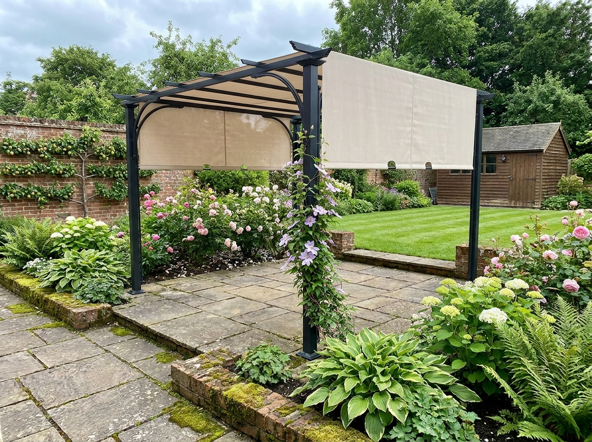 3m x 3m Outdoor Retractable Pergola - Beige