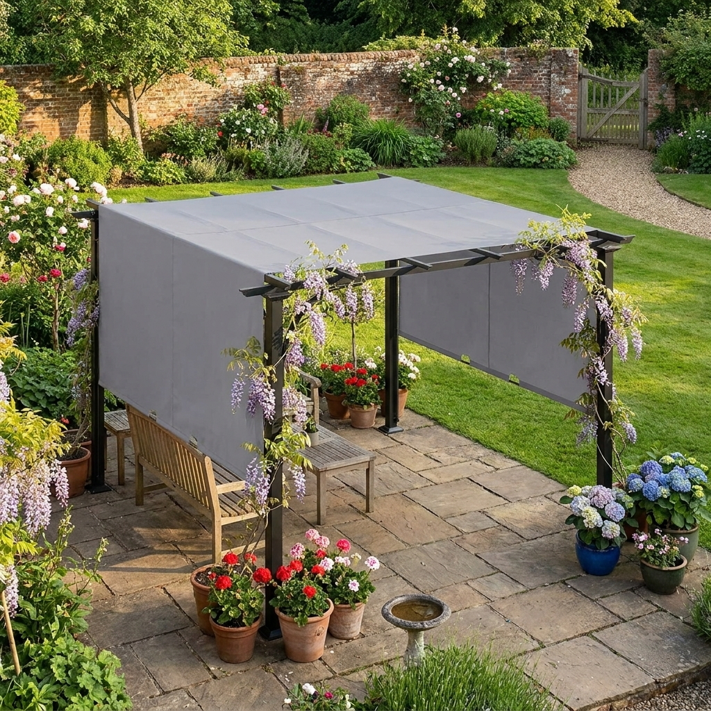 3m x 3m Grey Metal Pergola