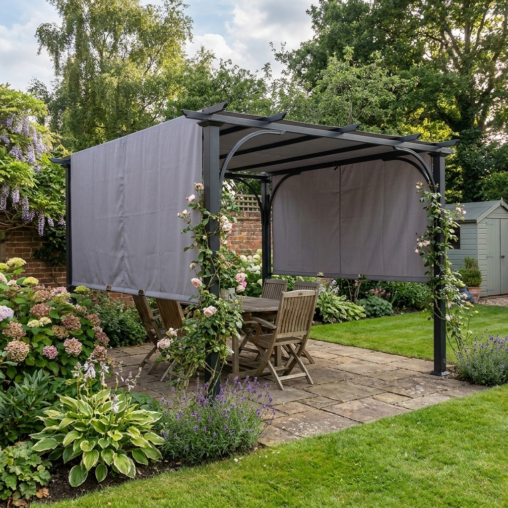 3m x 3m Grey Metal Pergola