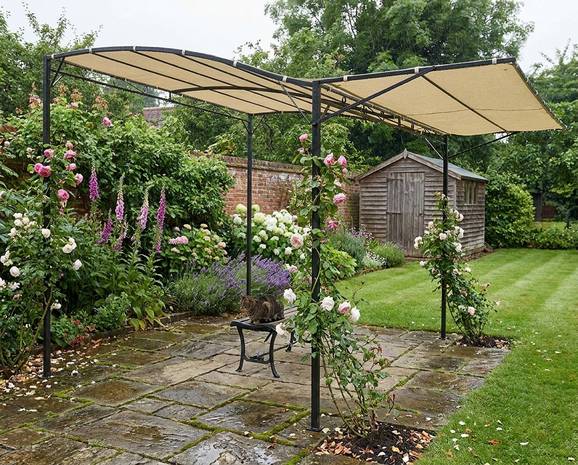 3m x 2.5m Wall Mounted Metal Pergola