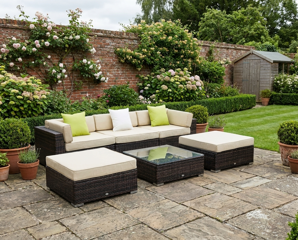 6 Piece Rattan Sofa Set With Coffee Table