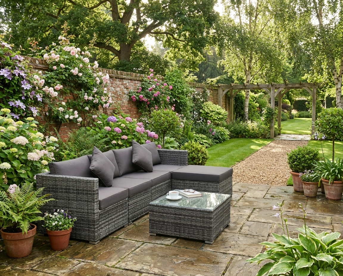 6 Piece Dark Grey Rattan Sofa Set