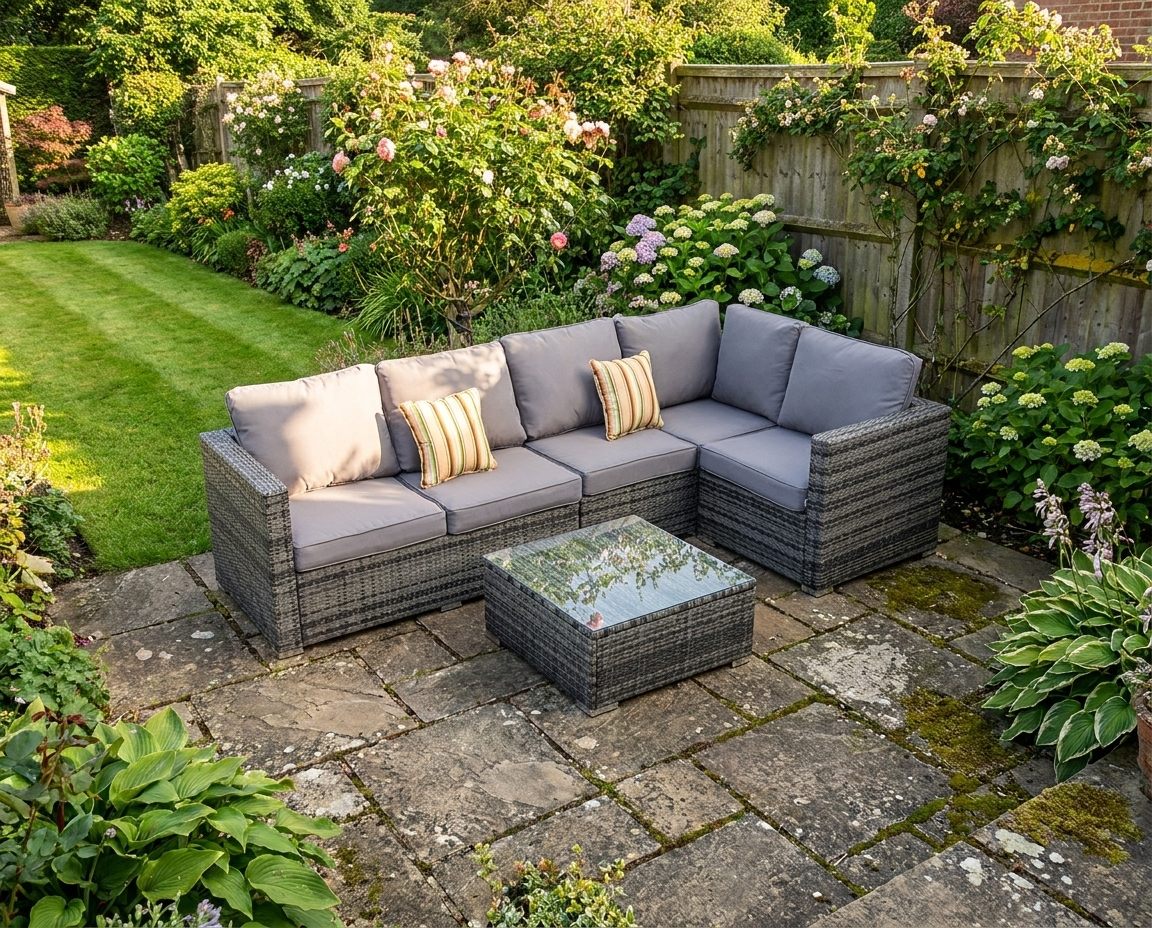 Grey 4 Piece Conservatory Dining Set With Coffee Table