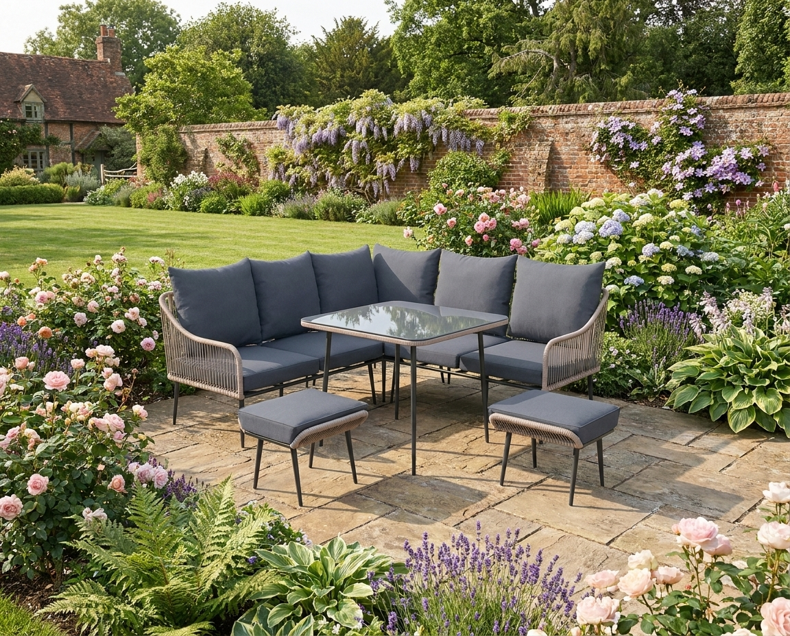 6-Piece Brown and Grey Rattan Garden Sofa Set - Strong and Durable Outdoor Furniture
