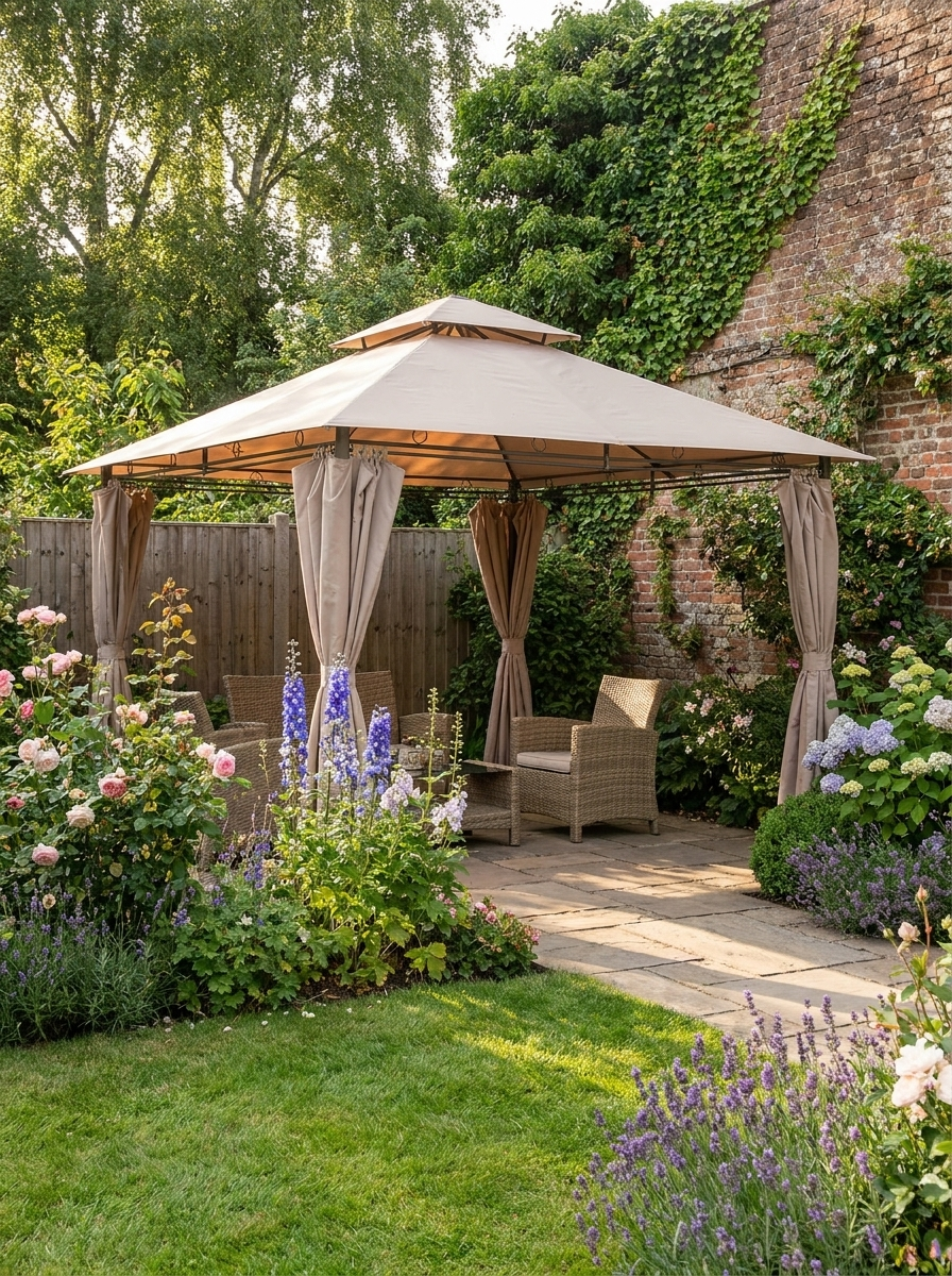 4m x 3m Gazebo Party Tent With LED Solar Lights