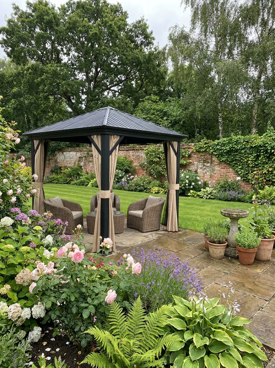 3.6m x 3m Hardtop Gazebo With Aluminium Frame